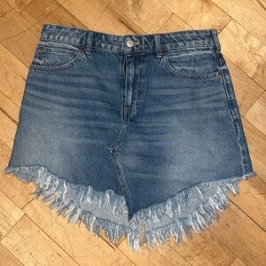 Free People Fringed Denim Skirt
